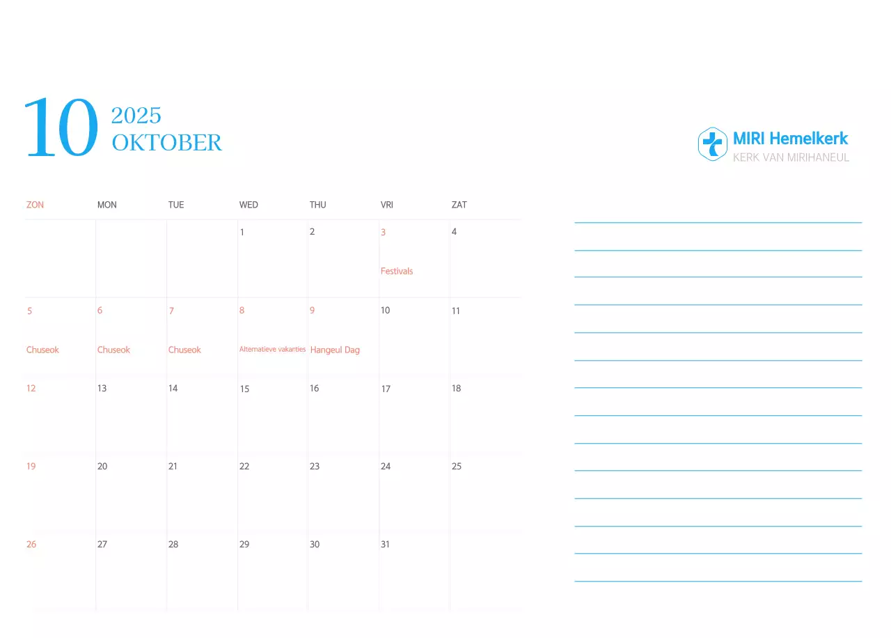 Blauw modern concept kerkkalender