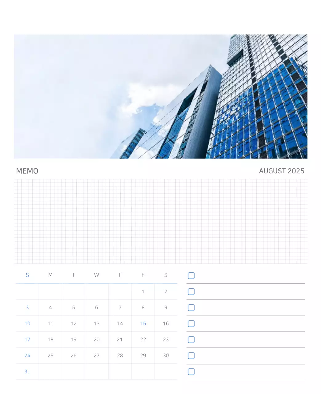 Blauer moderner Kalender Kalender
