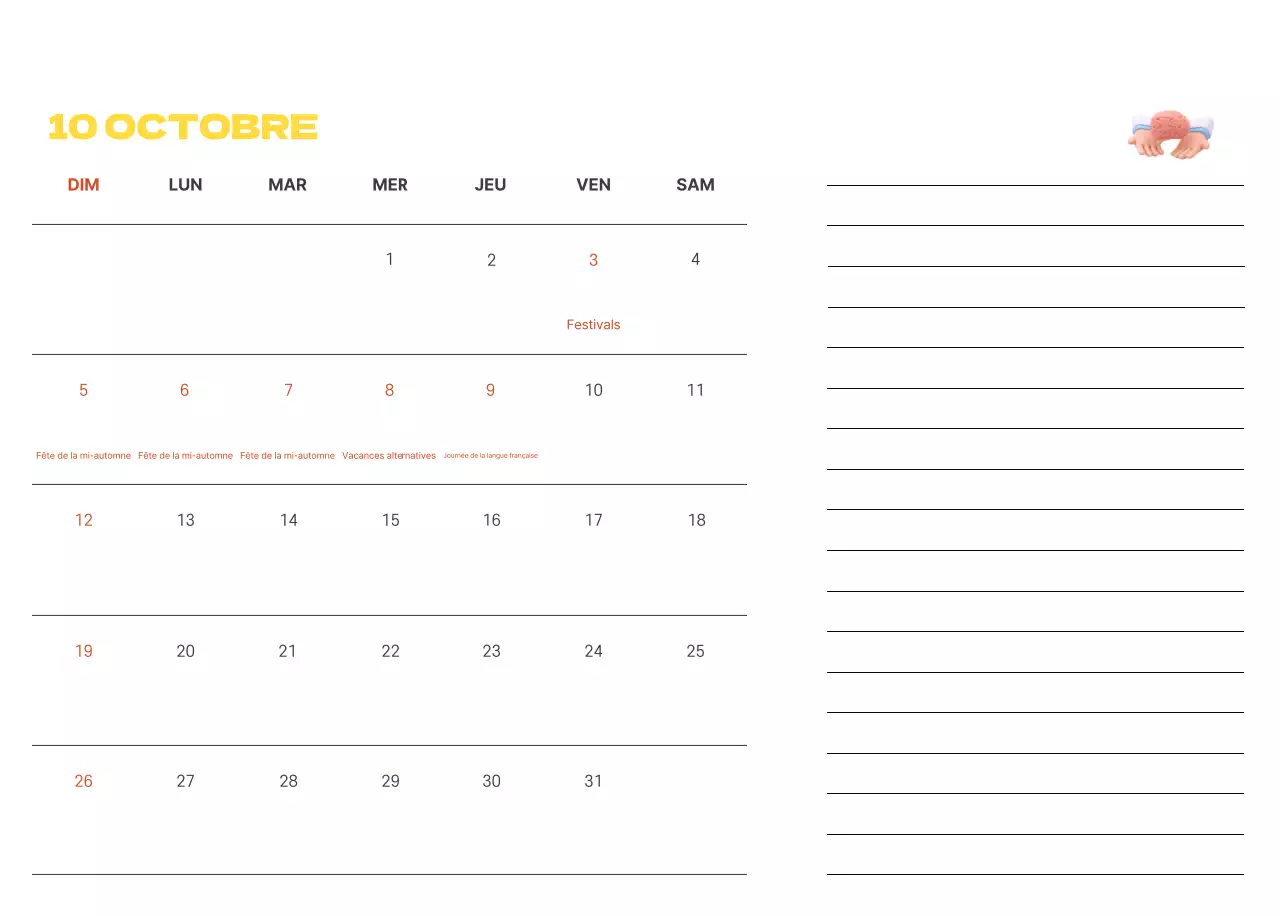 Un hôpital festif avec des illustrations sur le thème de la santé et de la famille et des accents colorés.