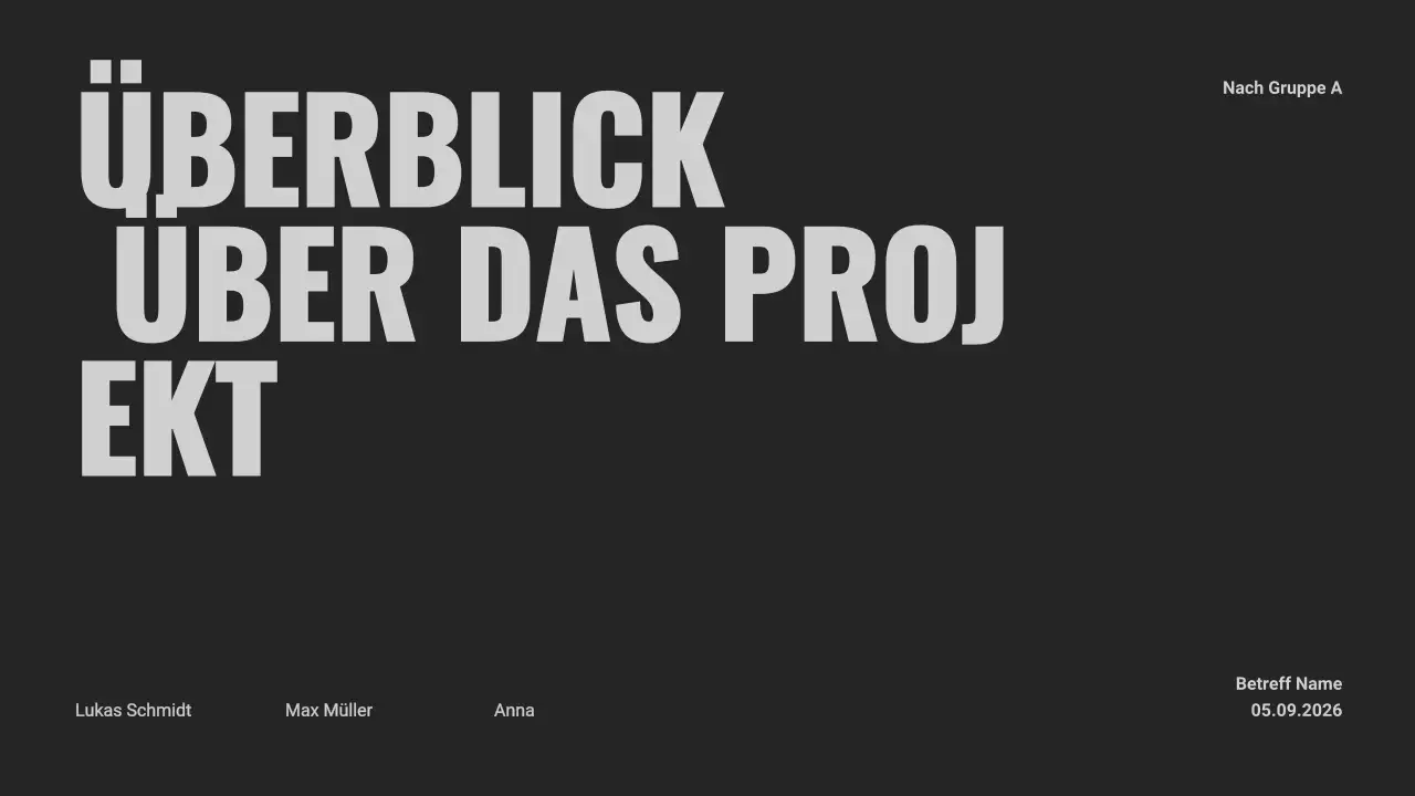 Präsentation des Gruppenprojekts Schwarz und Orange