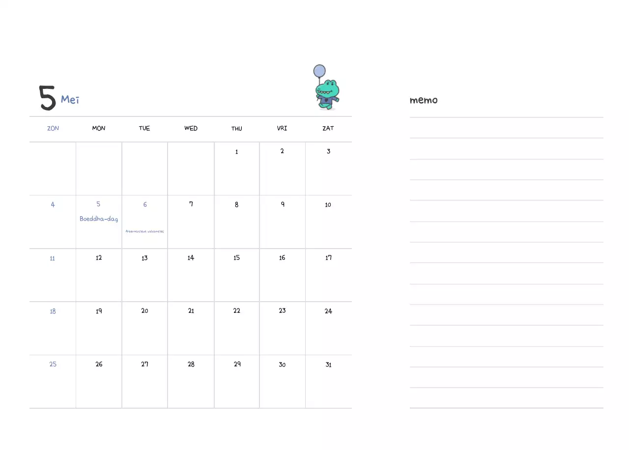 Een kalender met een schattig Ago-illustratieconcept
