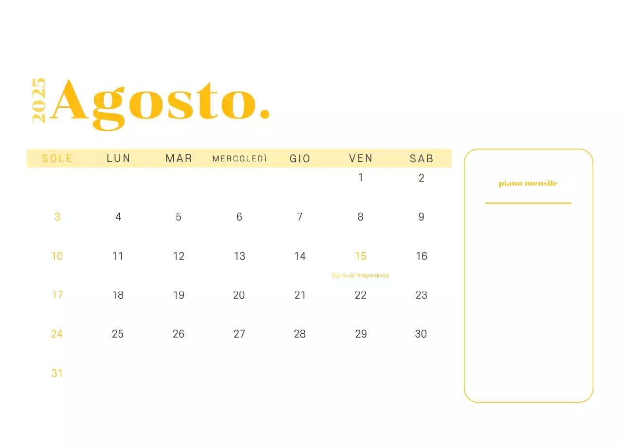 Calendario con illustrazioni giovanili su sfondo giallo-verde