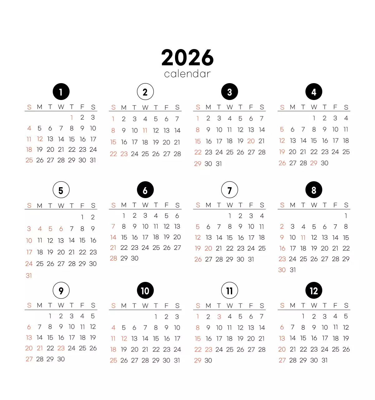 ミニマルコーヒーカレンダー