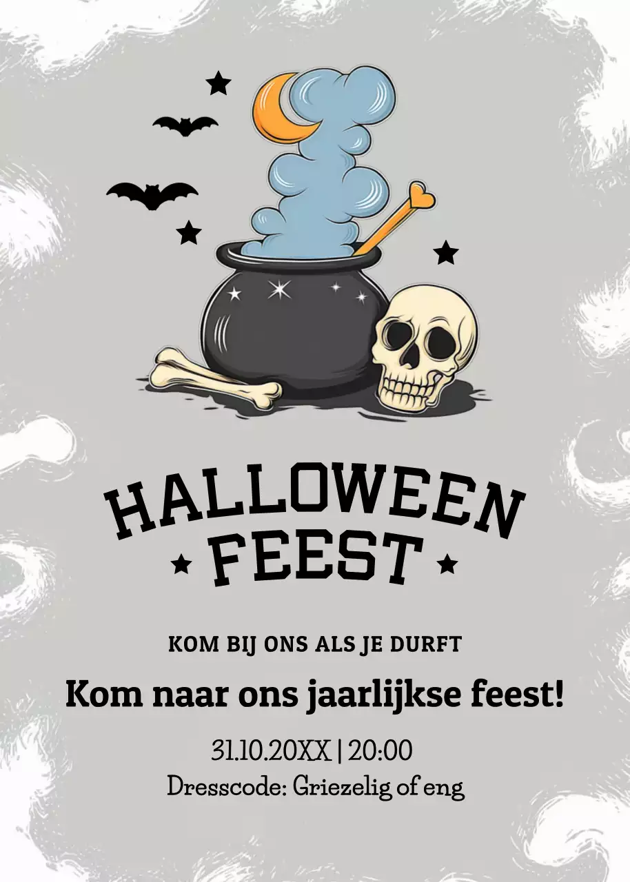 grijze retro Halloween uitnodiging