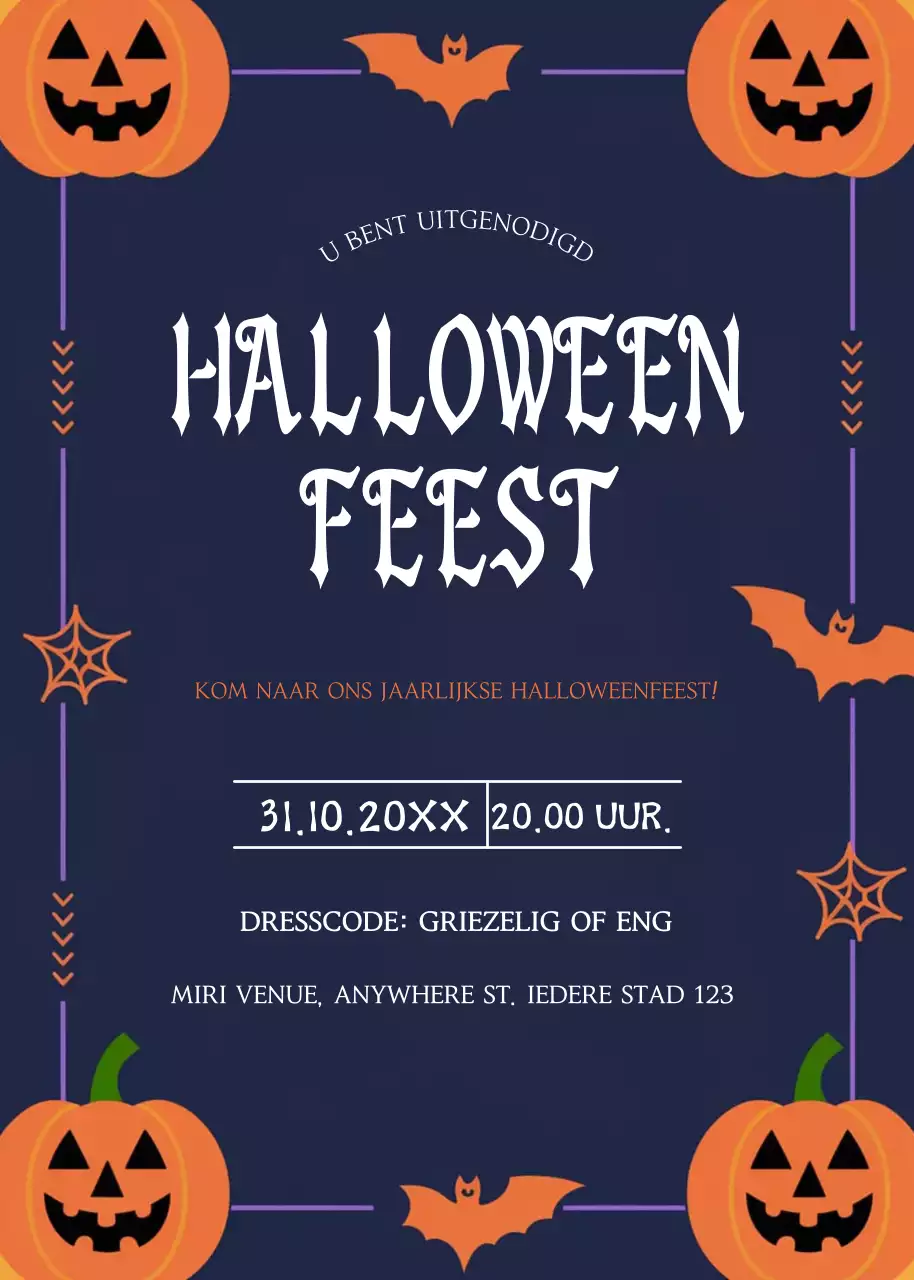 Marine oranje uitnodiging voor Halloweenfeest
