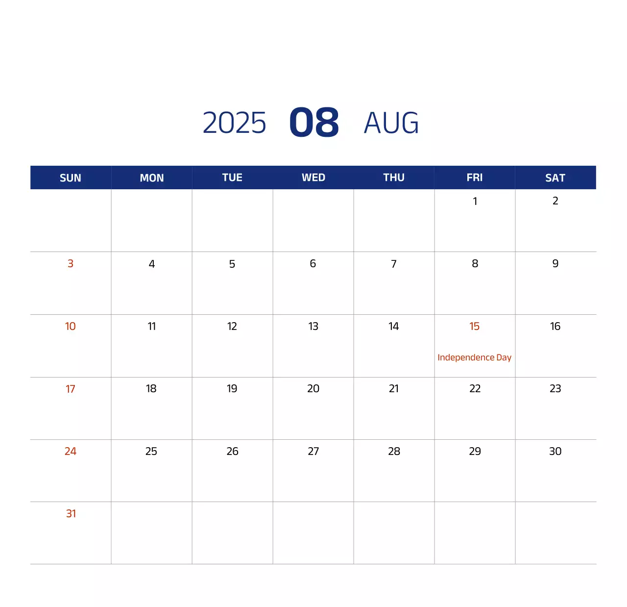 Lịch đơn giản với hình minh họa màu xanh gọn gàng