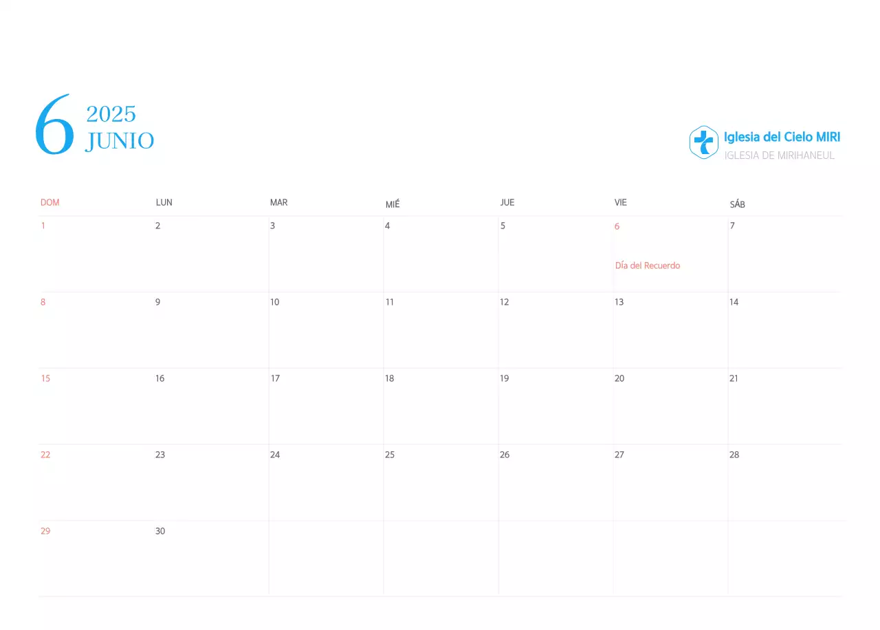 Calendario eclesiástico azul de concepto moderno