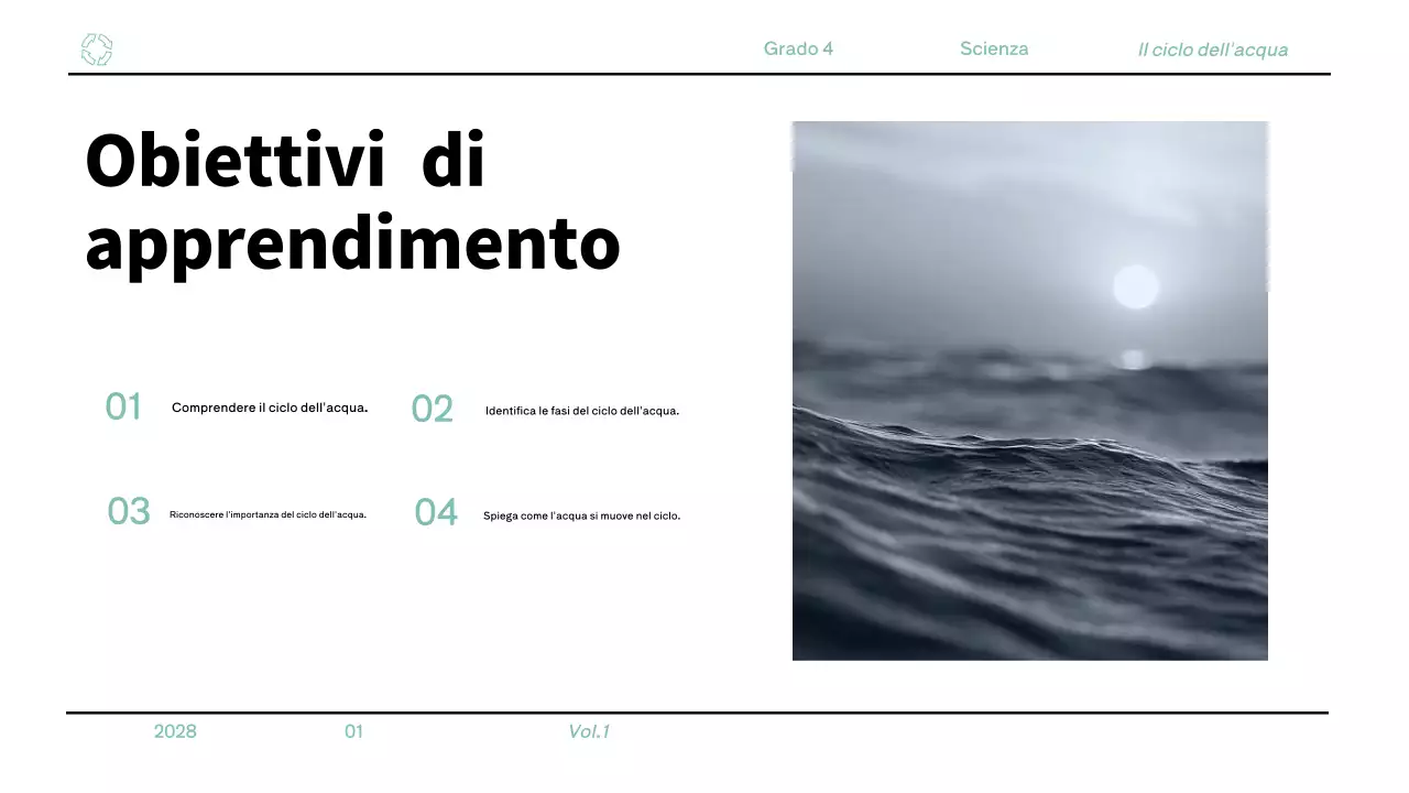 Materiale minimalista blu per la classe di scienze della quarta elementare