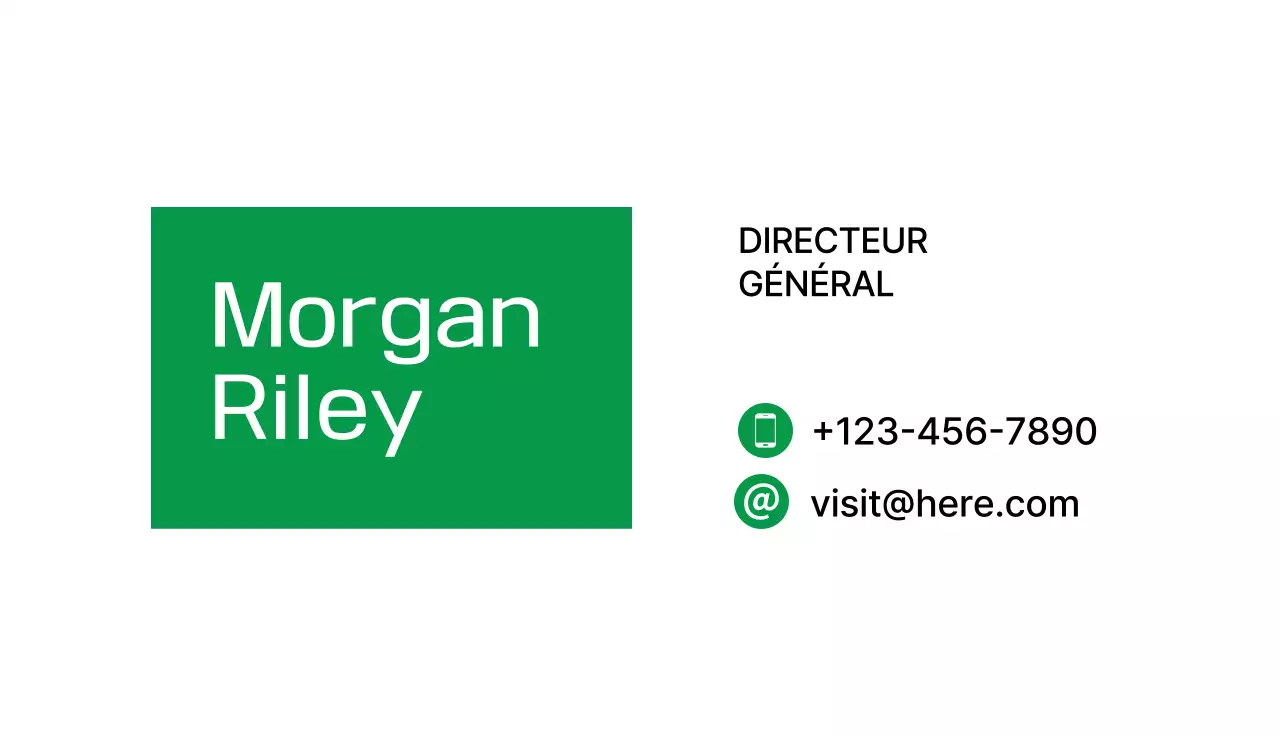 carte de visite moderne verte