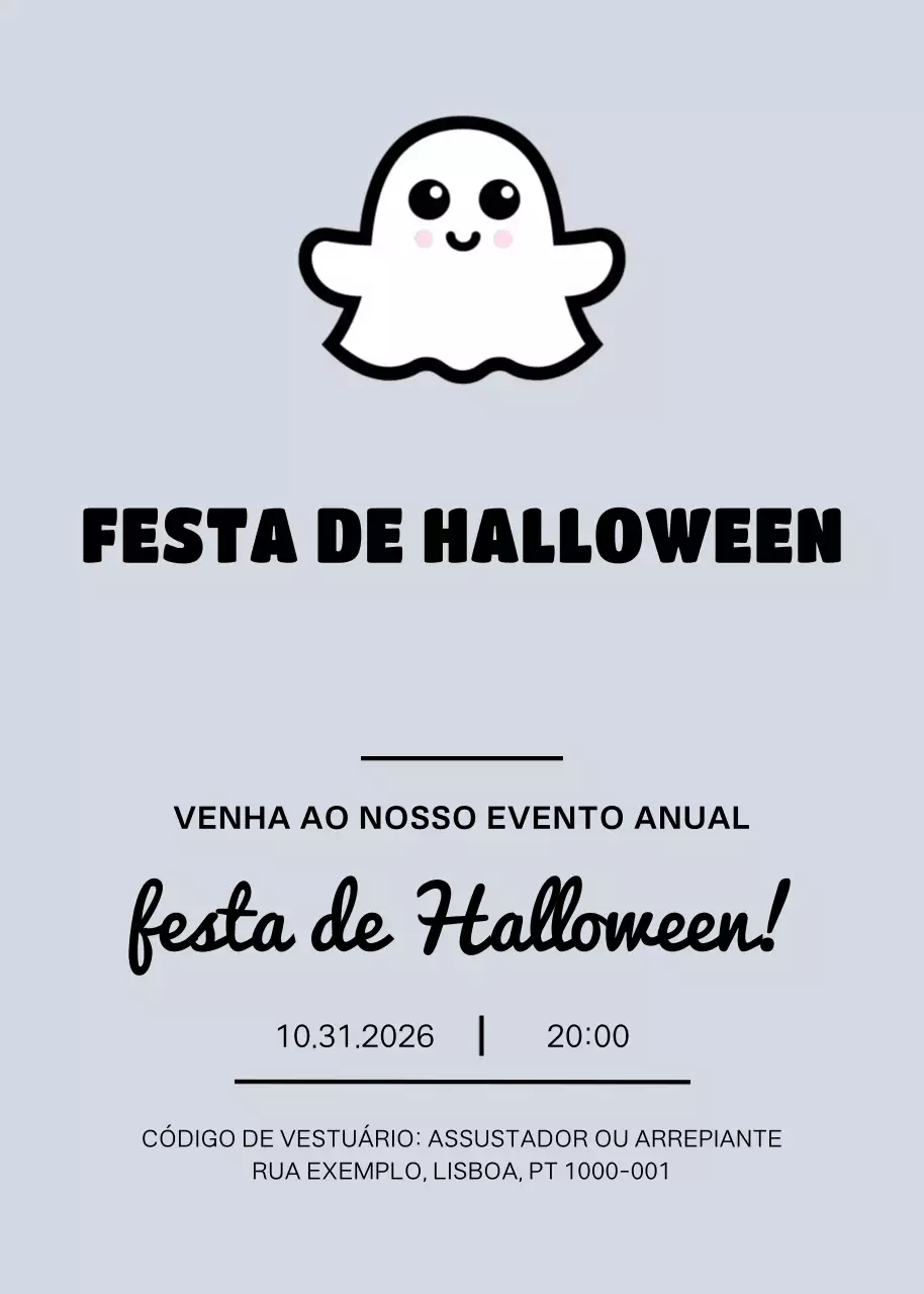 Convite de Halloween simples cinzento