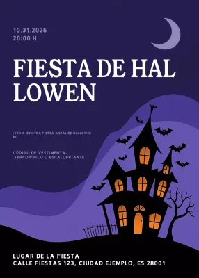 Invitación de Halloween gótica morada