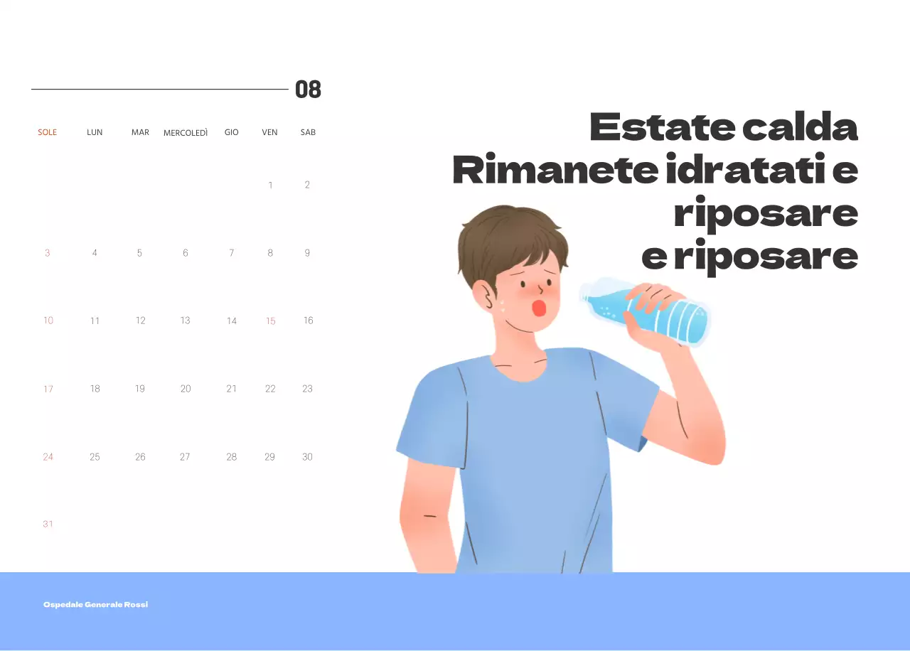 Un ospedale festivo con illustrazioni a tema salute e famiglia e accenti colorati