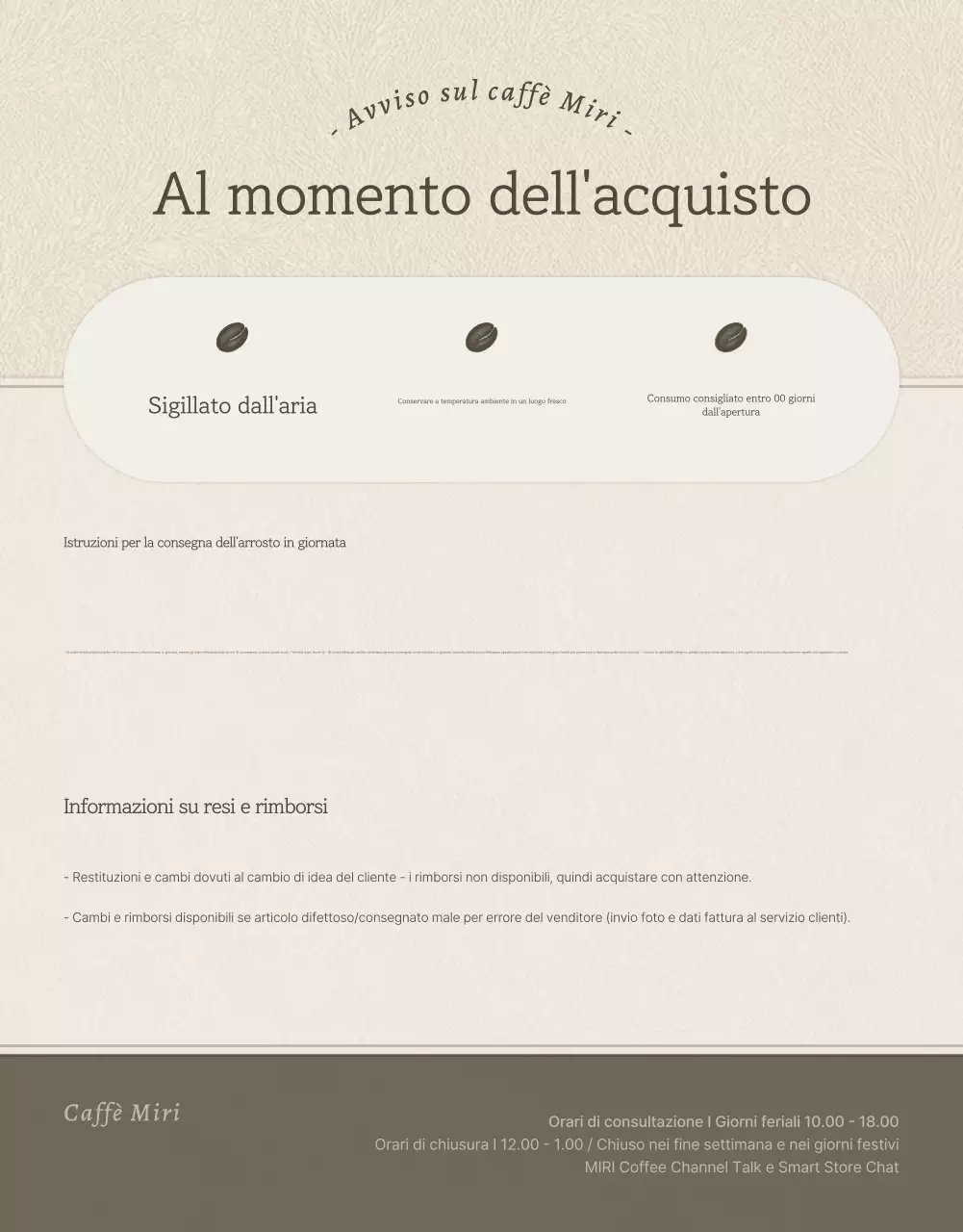 Pagina di dettaglio chicchi di caffè vintage beige e marrone