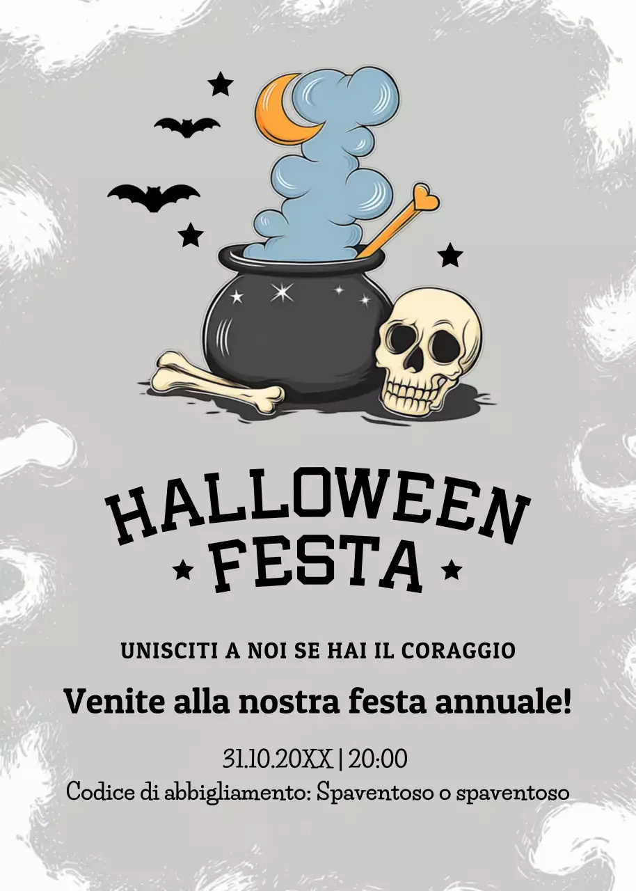 invito di Halloween retrò grigio