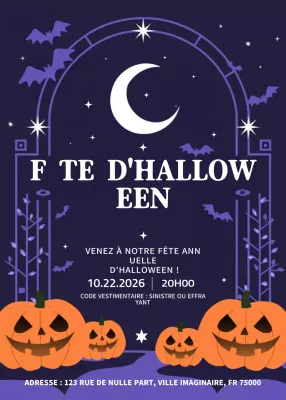 Invitation Halloween effrayante violette