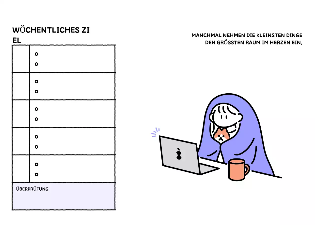 Illustrierter Kalender mit schönem Linienstil