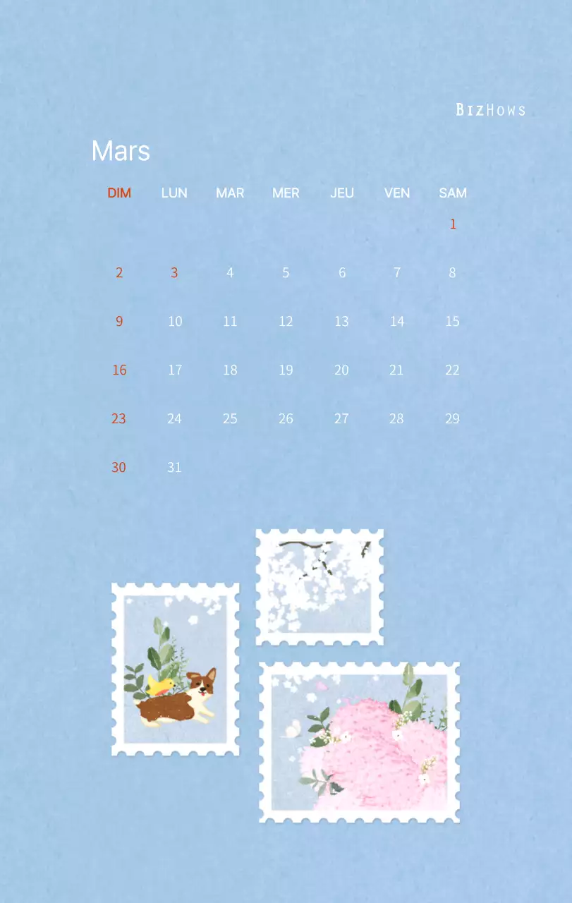 Calendrier du Nouvel An avec illustrations chaleureuses