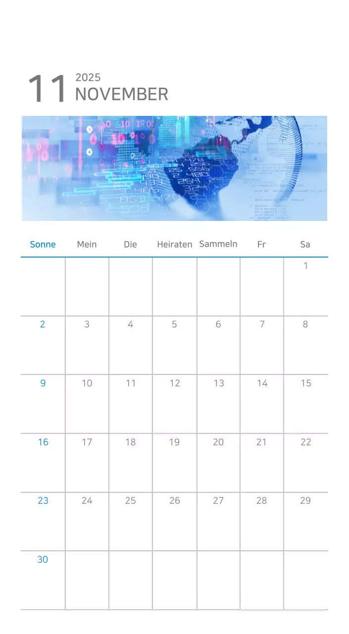 Blauer minimalistischer Kalender