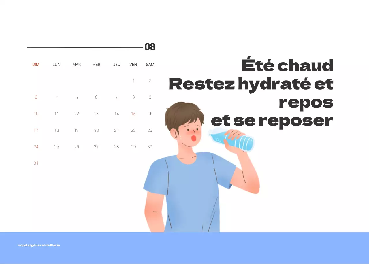 Un hôpital festif avec des illustrations sur le thème de la santé et de la famille et des accents colorés.