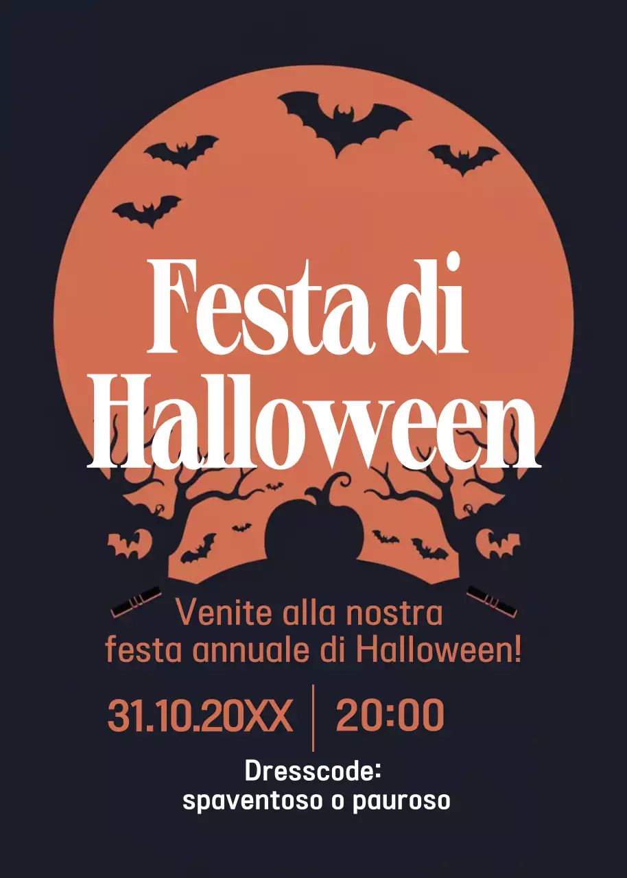 invito gotico arancione per Halloween