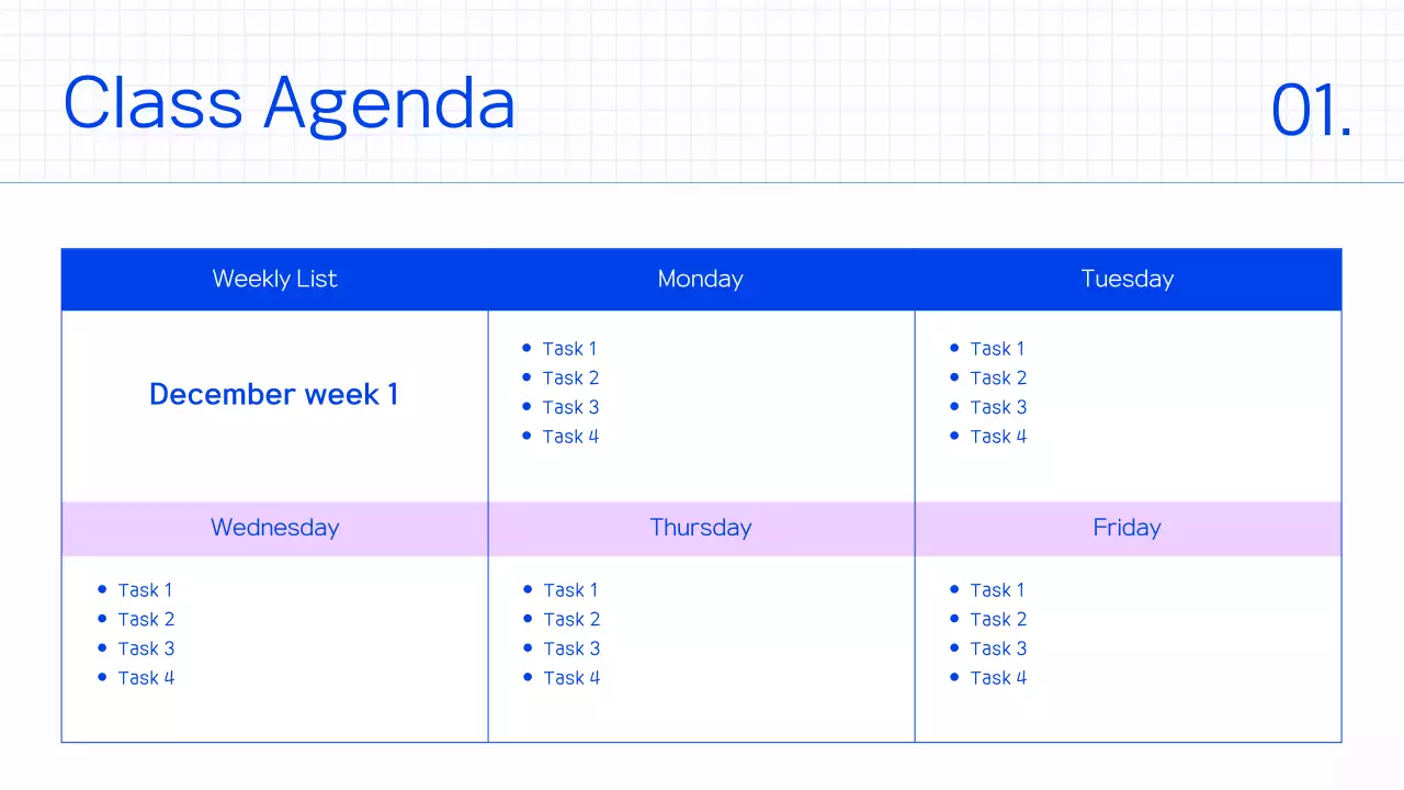 Blue Minimal Class Planner Presentation