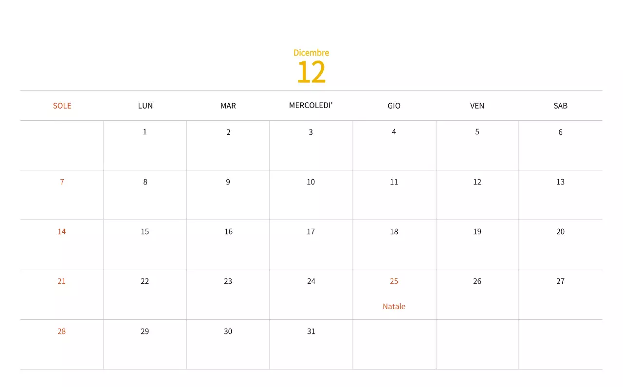Calendario di Capodanno con una calda illustrazione