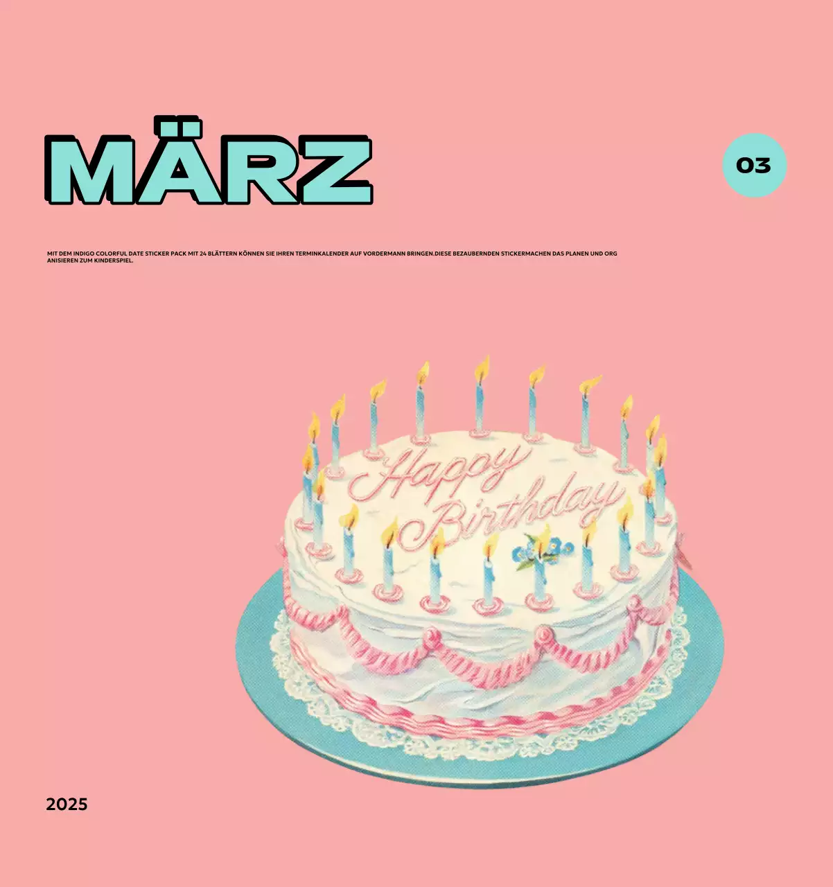 Bunte Kalender mit einer Vielzahl von Retro-Illustrationen