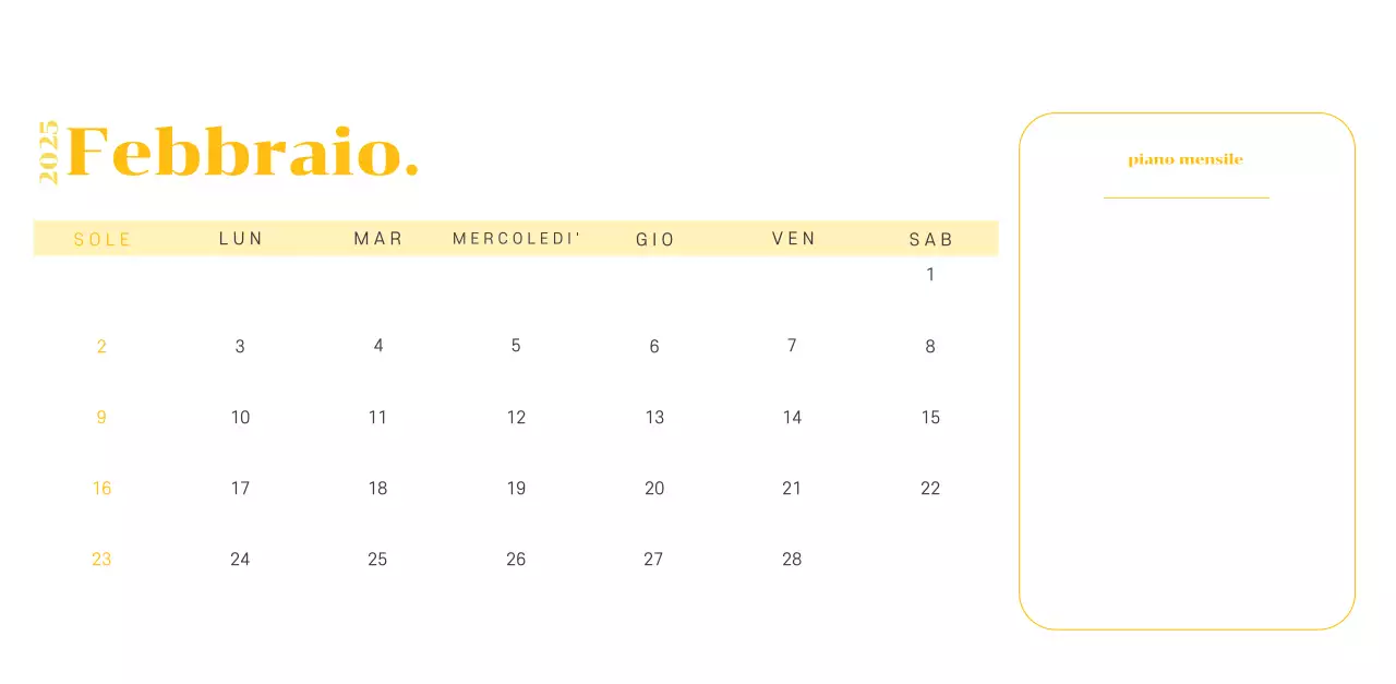 Calendario con illustrazioni giovanili su sfondo giallo-verde