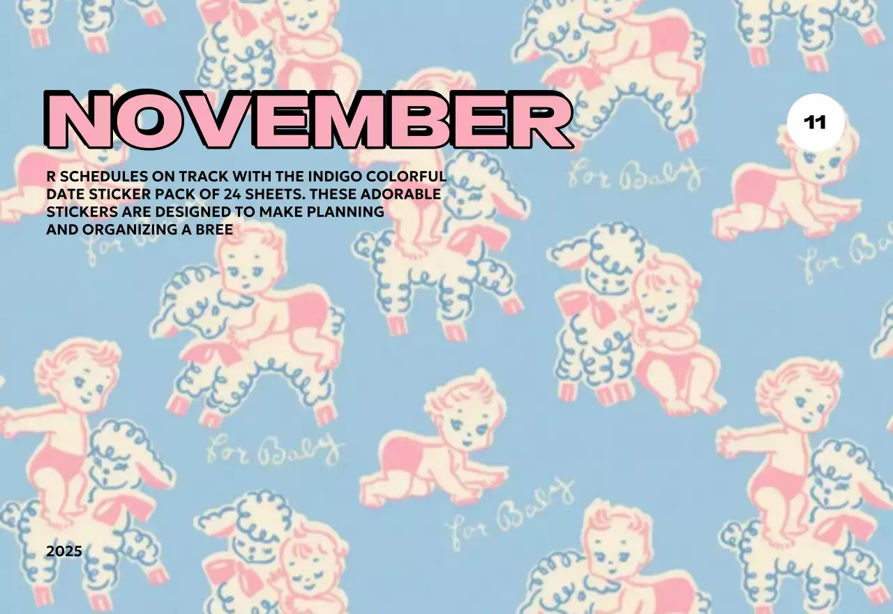 様々なレトロなイラストが描かれたカラフルなカレンダーカレンダー