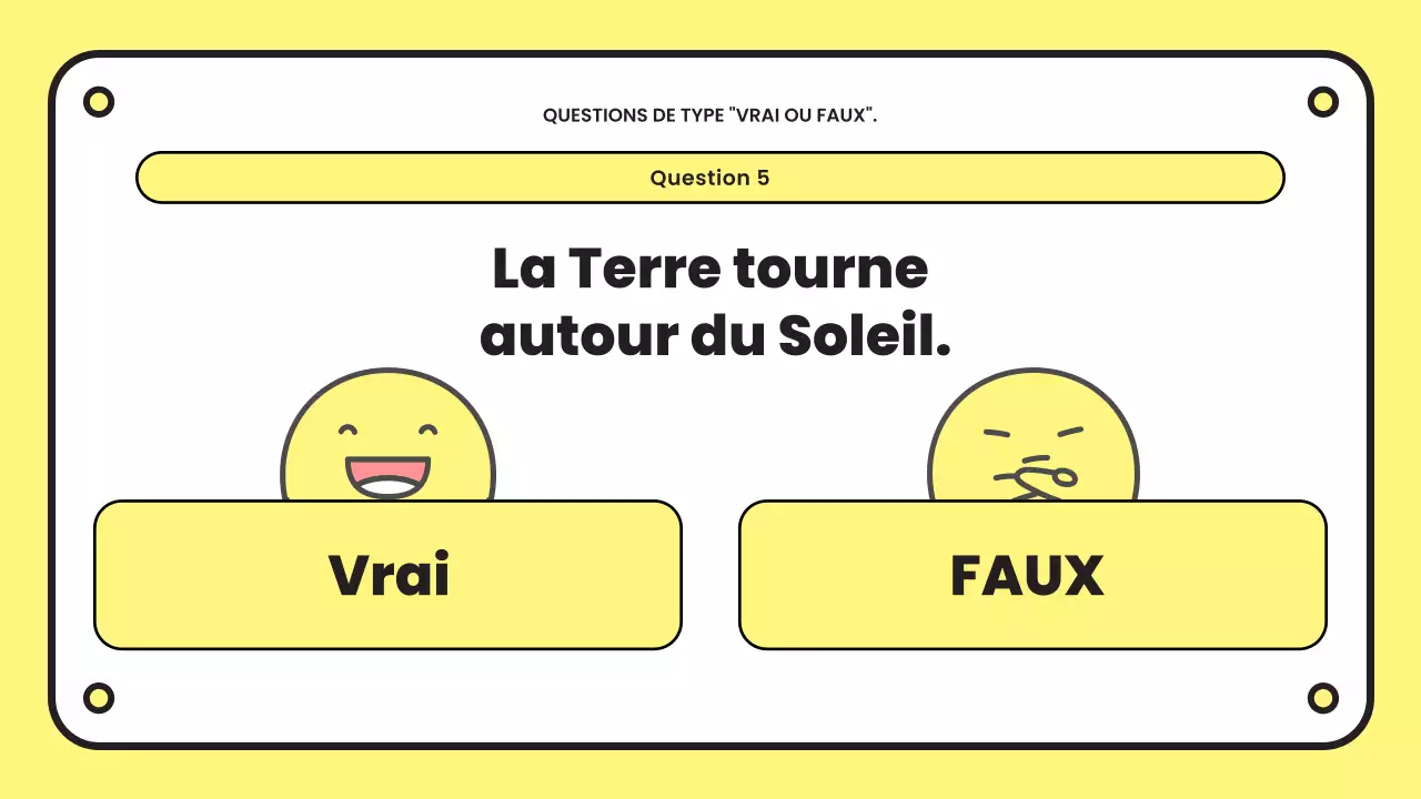 présentation d'un quiz simple en jaune