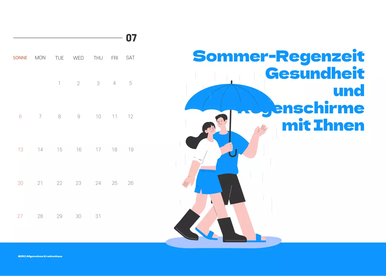 Ein festliches Krankenhaus mit Illustrationen zum Thema Gesundheit und Familie und farbenfrohen Akzenten