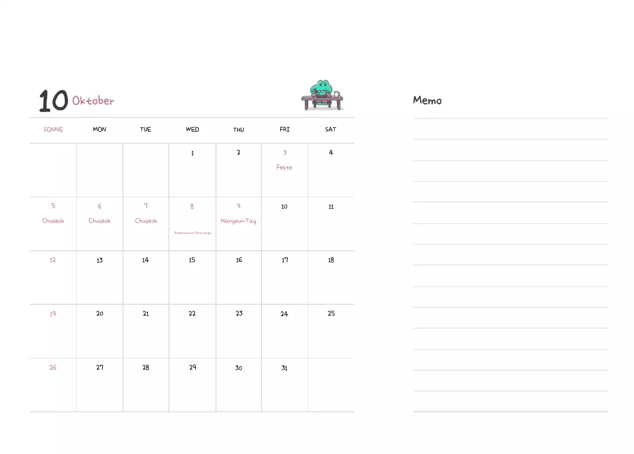 Ein Kalender mit einem niedlichen Ago-Illustrationskonzept