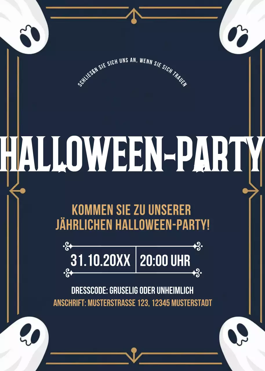 Marineblaue Retro-Halloween-Einladung