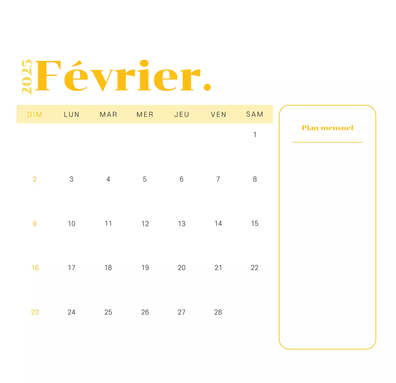Calendrier avec illustrations de jeunes sur fond jaune-vert