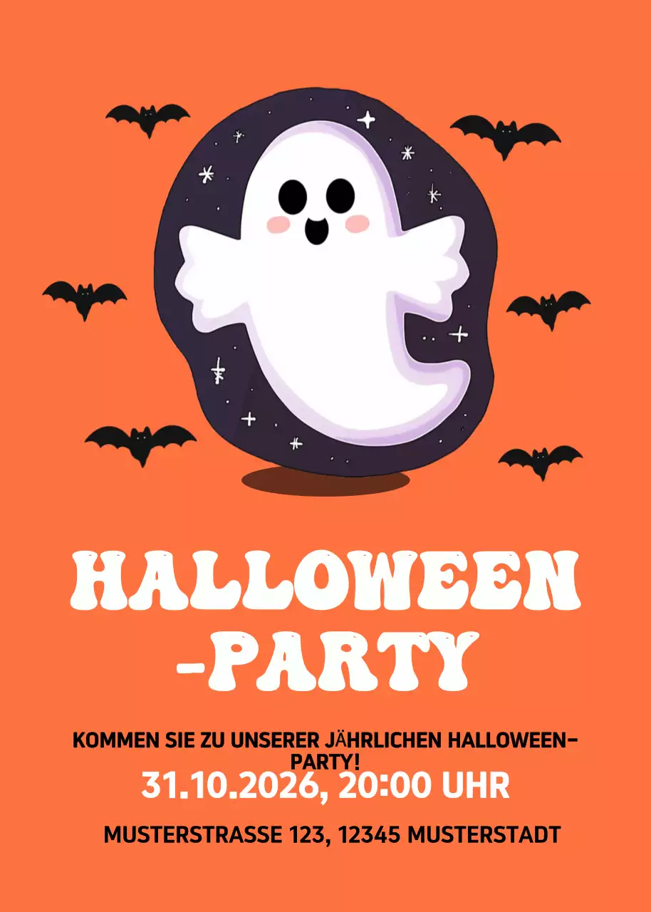 Orange Retro-Halloween-Einladung