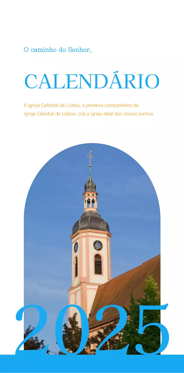 Calendário de igreja azul com conceito moderno