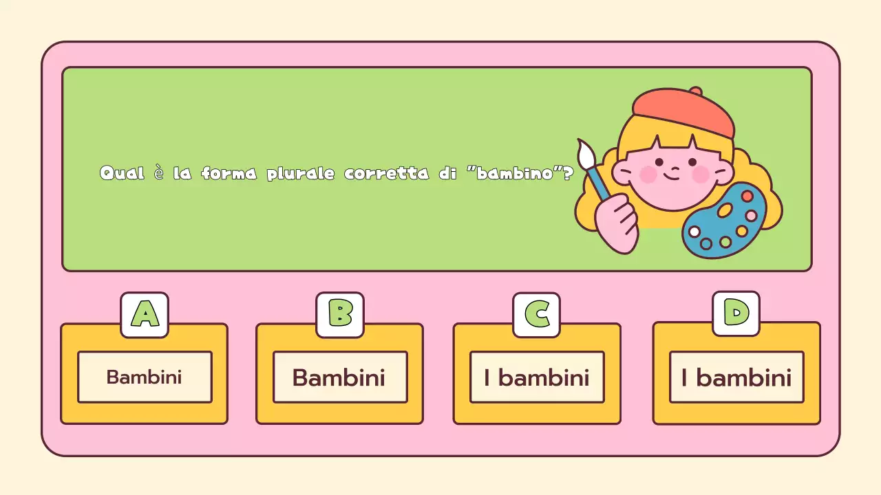 Layout giocoso dei quiz per la scuola elementare