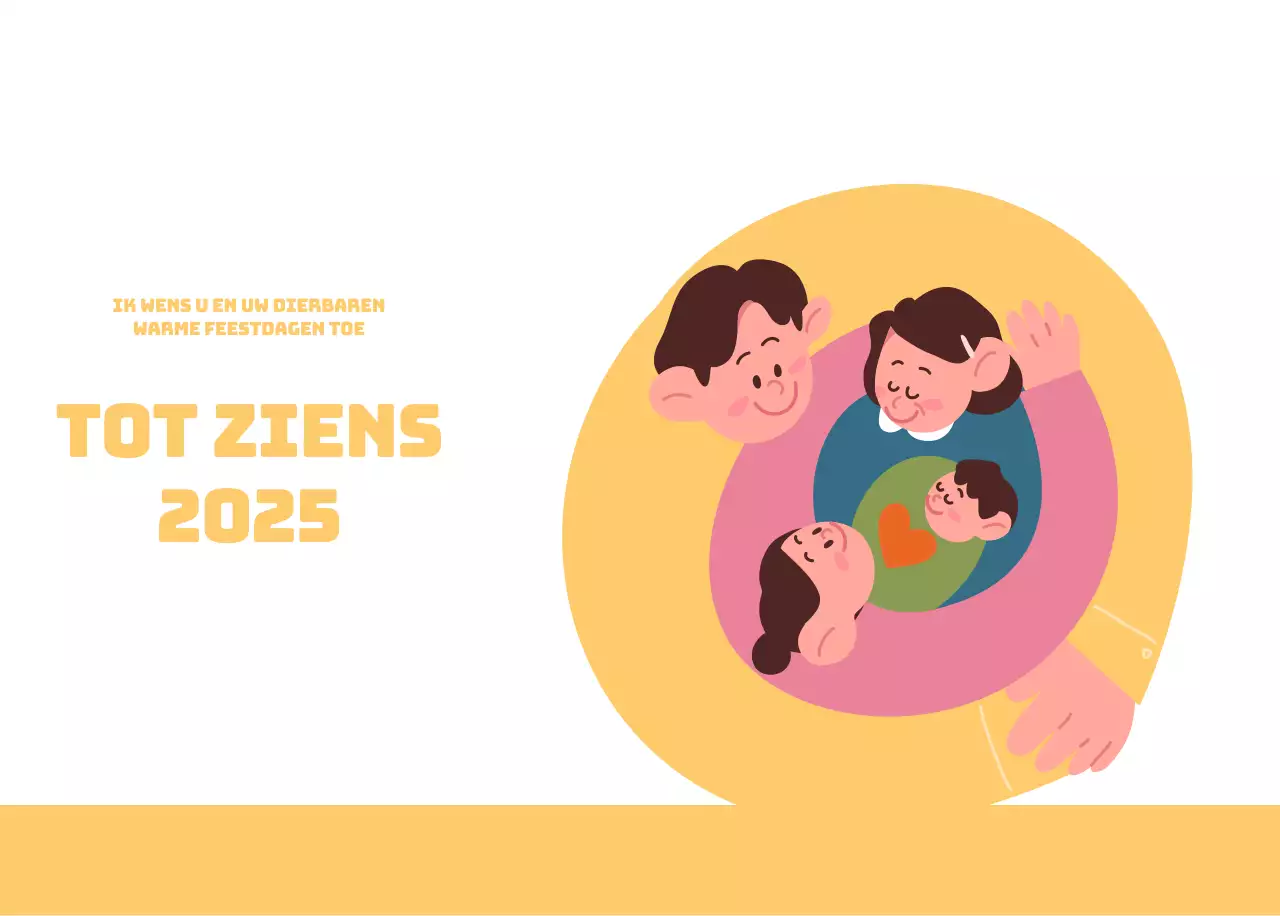 Een feestelijk ziekenhuis met illustraties met gezondheids- en gezinsthema's en kleurrijke accenten