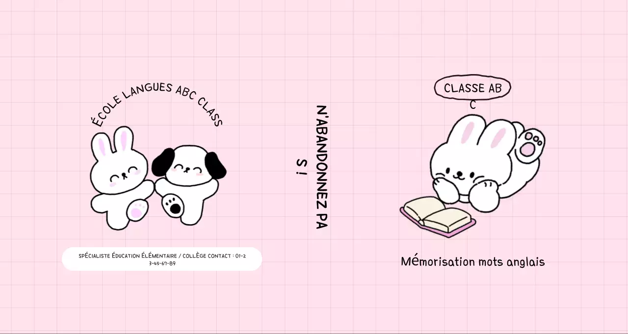 Publicité pour l'école rose et cosy