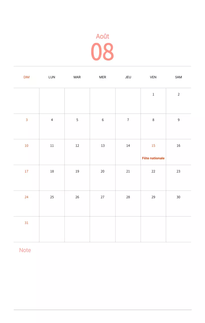 Calendrier du Nouvel An avec illustrations chaleureuses