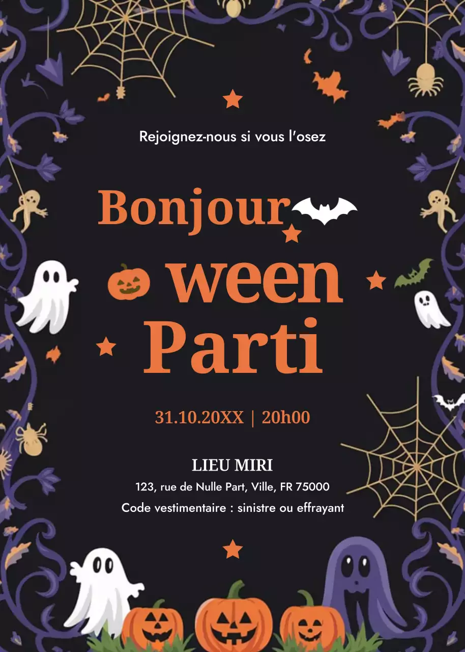 invitation gothique noire pour Halloween