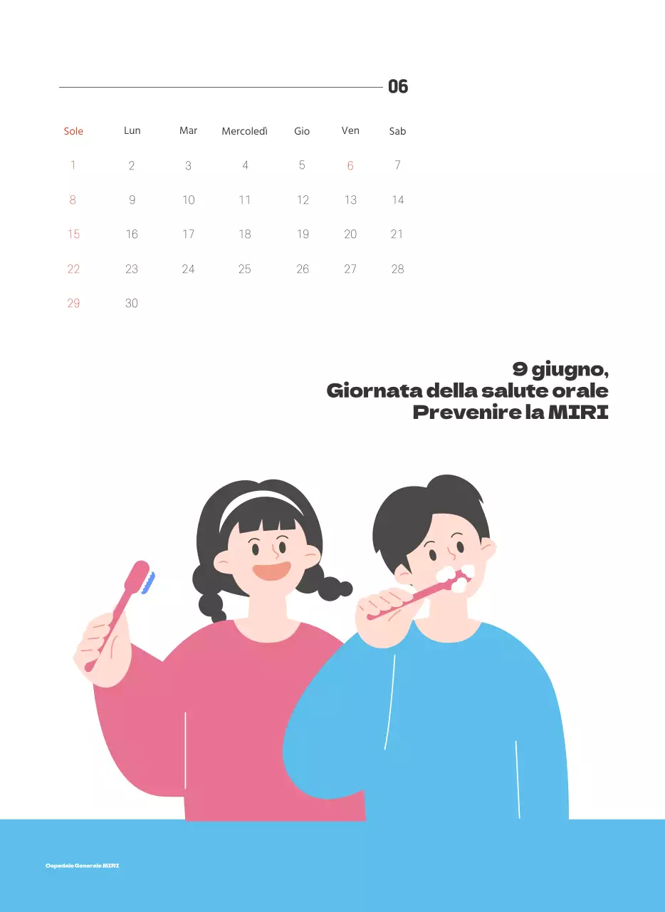 Un ospedale festivo con illustrazioni a tema salute e famiglia e accenti colorati