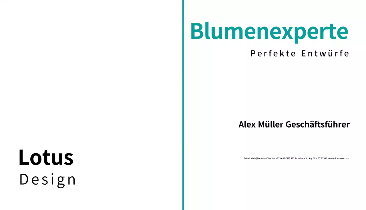 Minimalistische Visitenkarte in Petrol