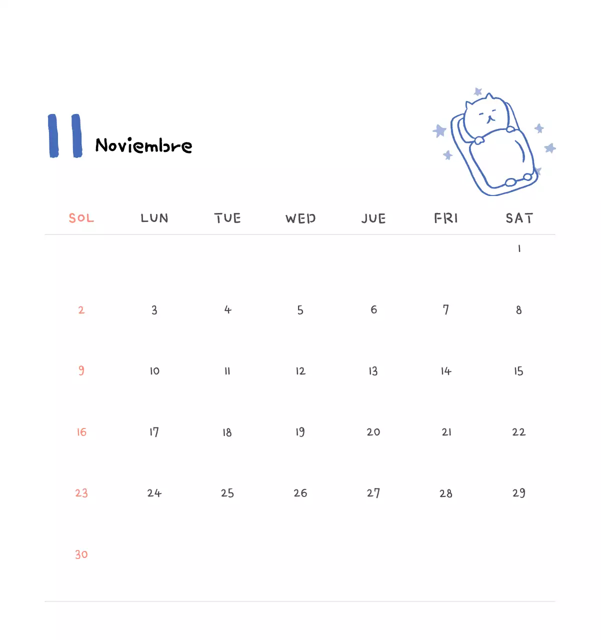 Calendario diario en marfil