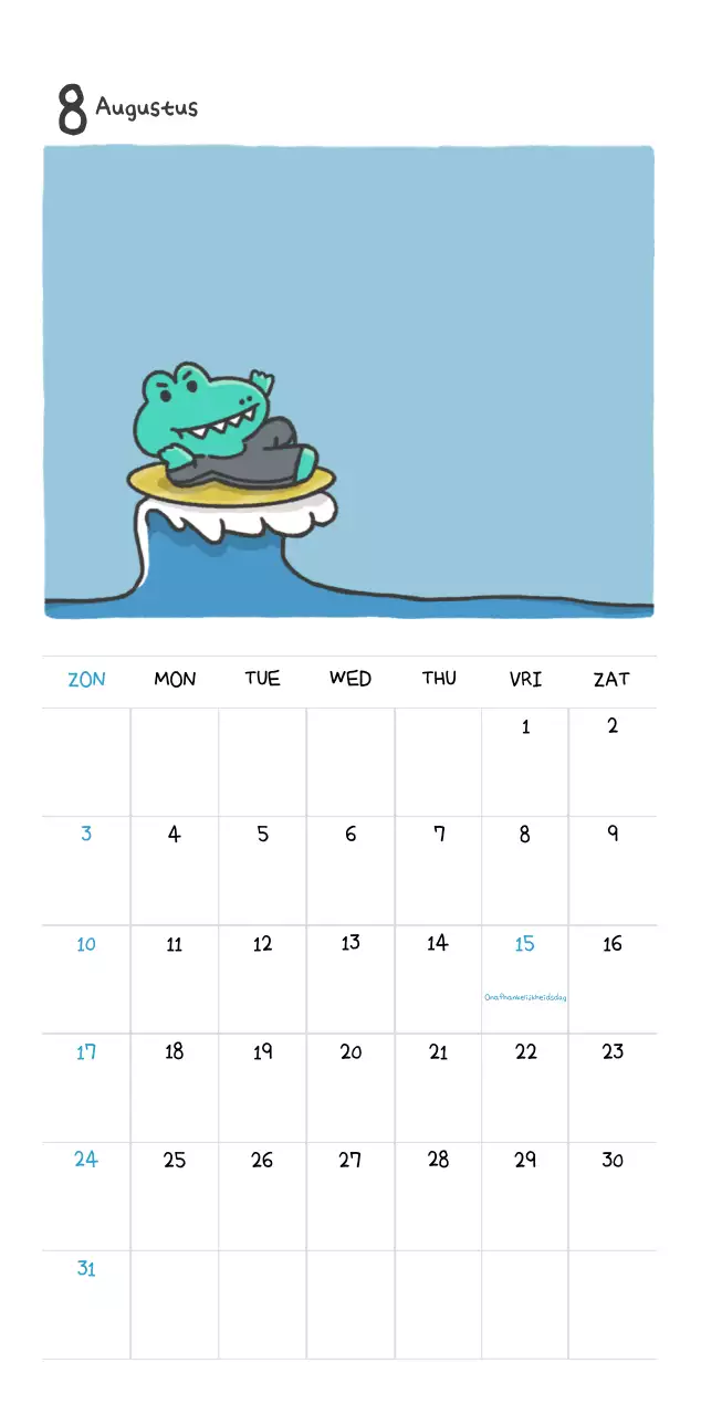 Een kalender met een schattig Ago-illustratieconcept