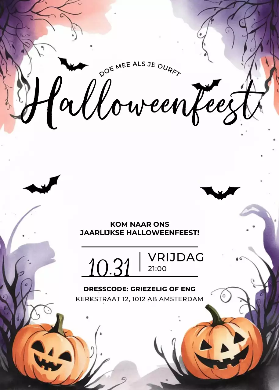 Zwarte gotische Halloween-uitnodiging