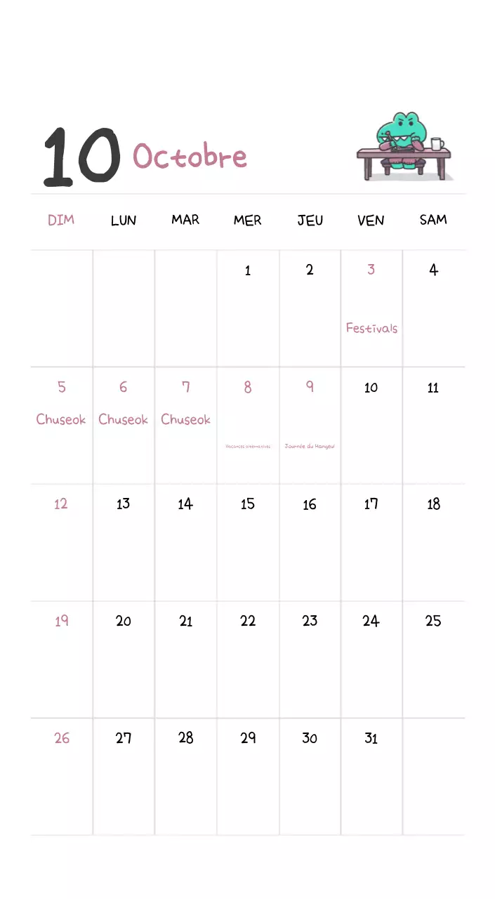 Un calendrier avec un concept d'illustration Ago mignon