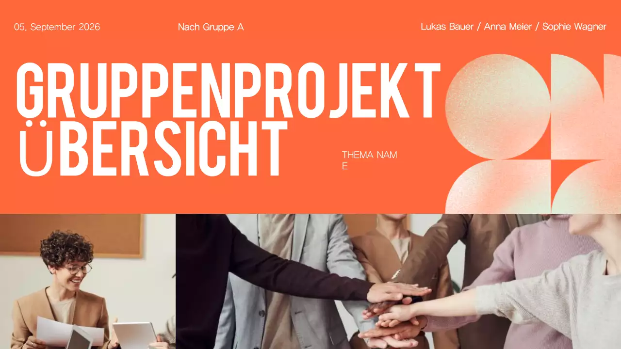 Orange Modern Group Projektübersicht Präsentation