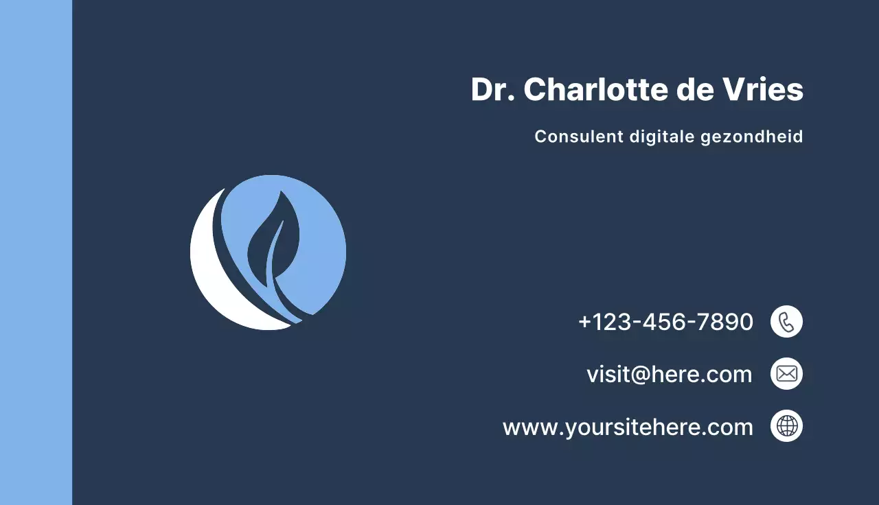 Blauw marine wit visitekaartje telehealth minimale stijl