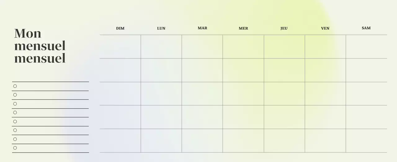 Calendrier minimaliste dégradé